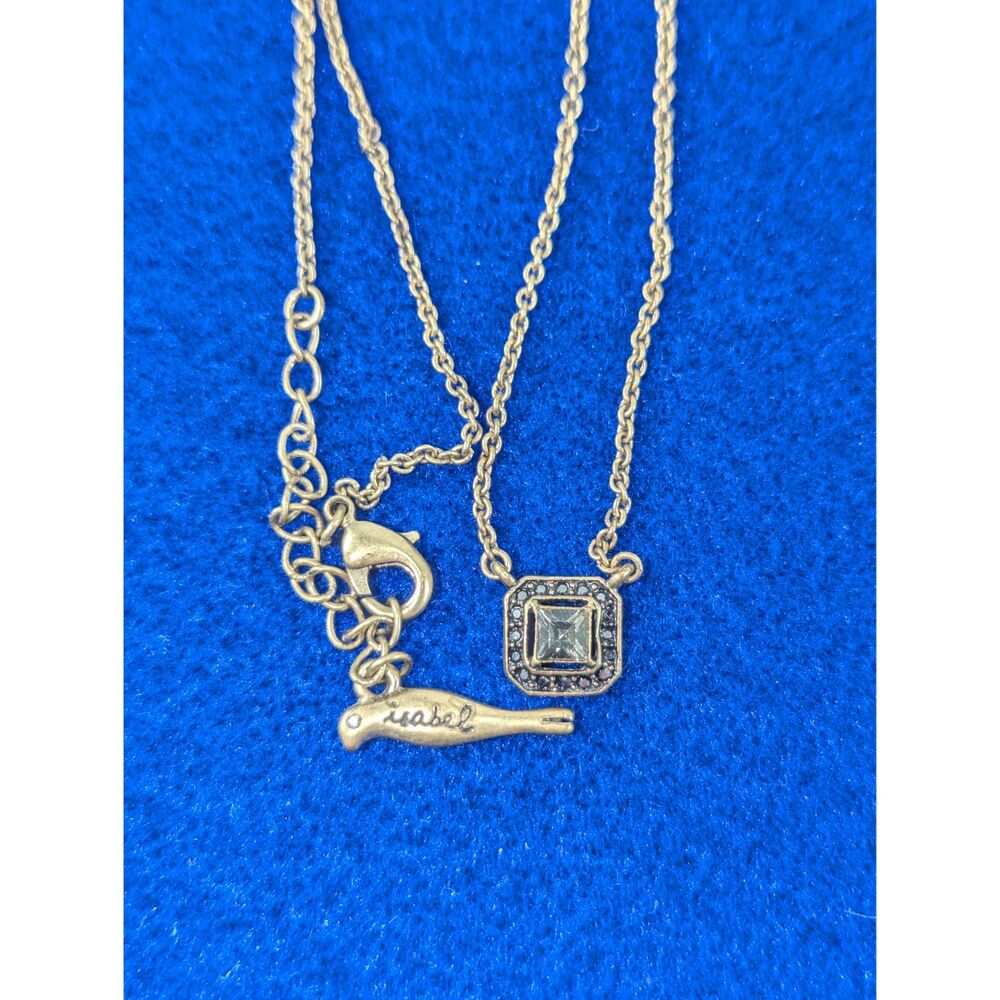 Isabel Square Rhinestone Charm Necklace - Picture 7 of 8